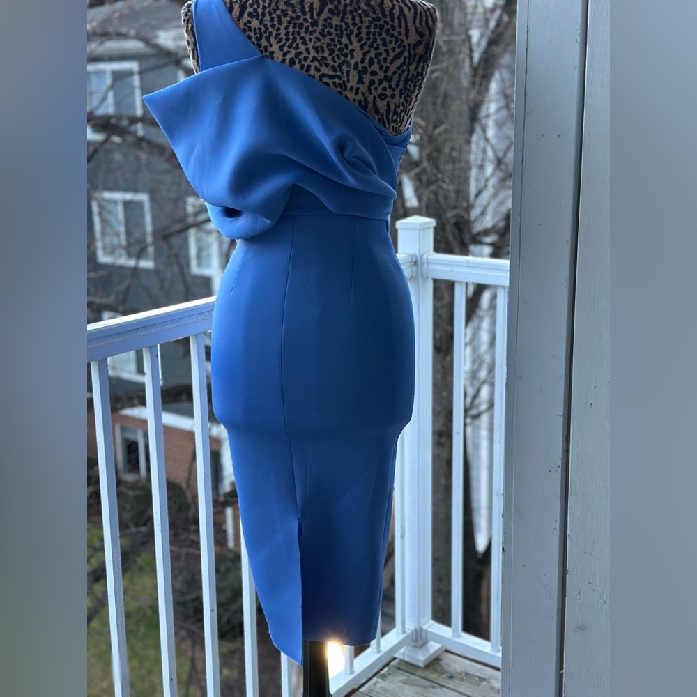 ASOS One-Shoulder Blue Draped Dress - Picture 7 of 10